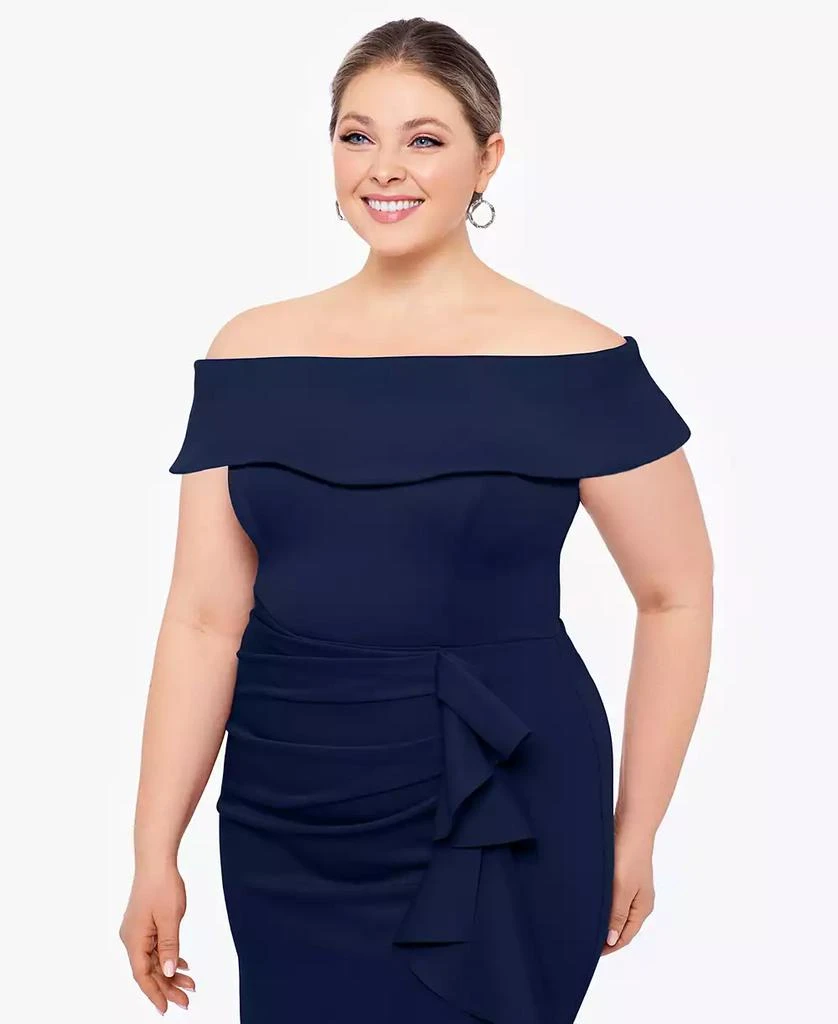 XSCAPE Plus Size Off-The-Shoulder Ruffled Dress 2