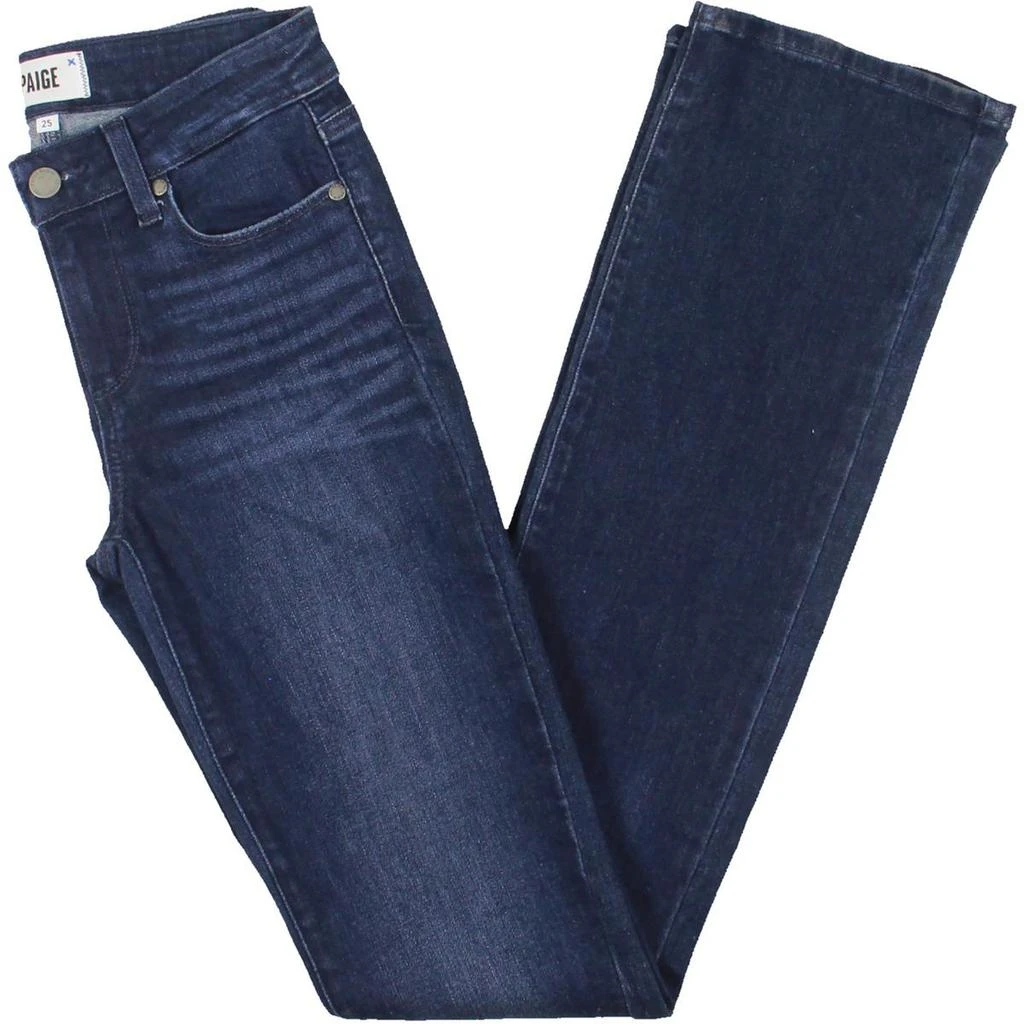 Paige Manhattan Womens Mid-Rise Dark Wash Bootcut Jeans 1