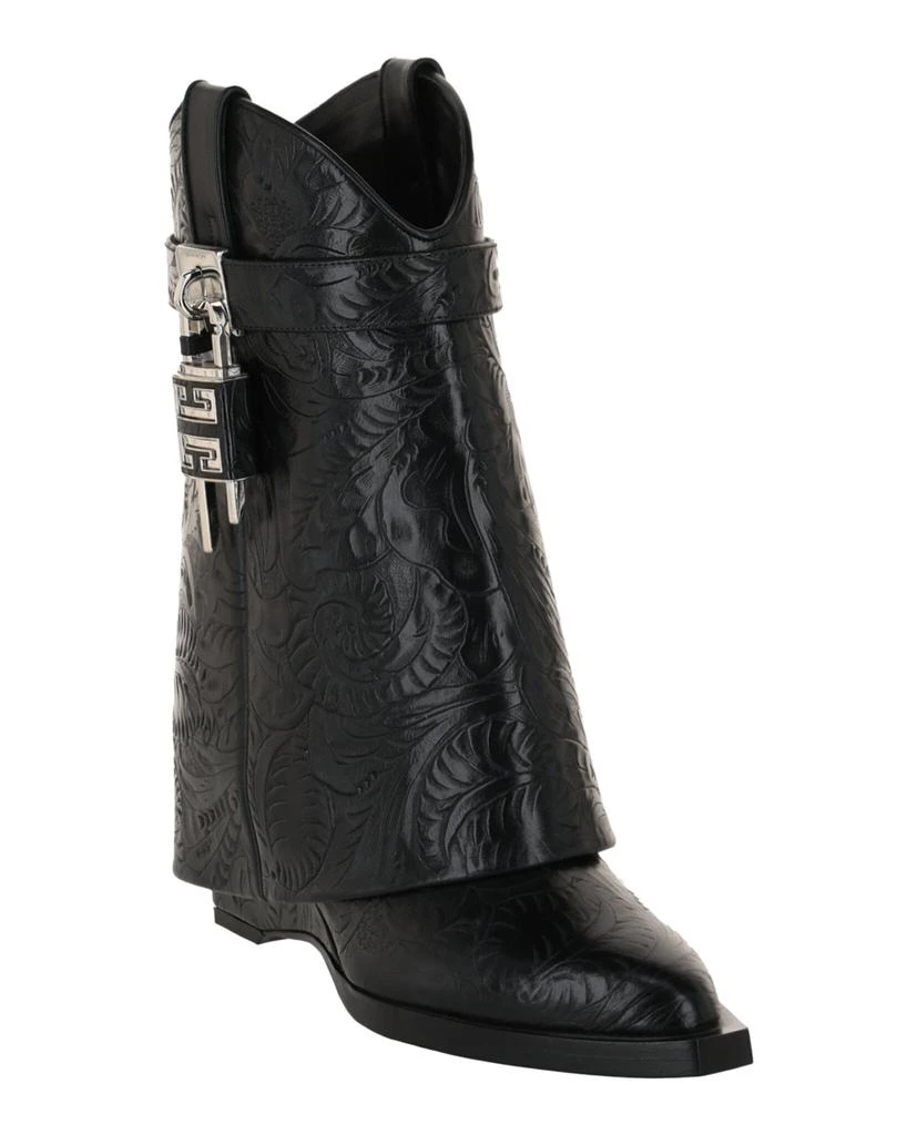 Givenchy Shark Lock Cowboy Ankle Boots In Leather With Western Pattern 2
