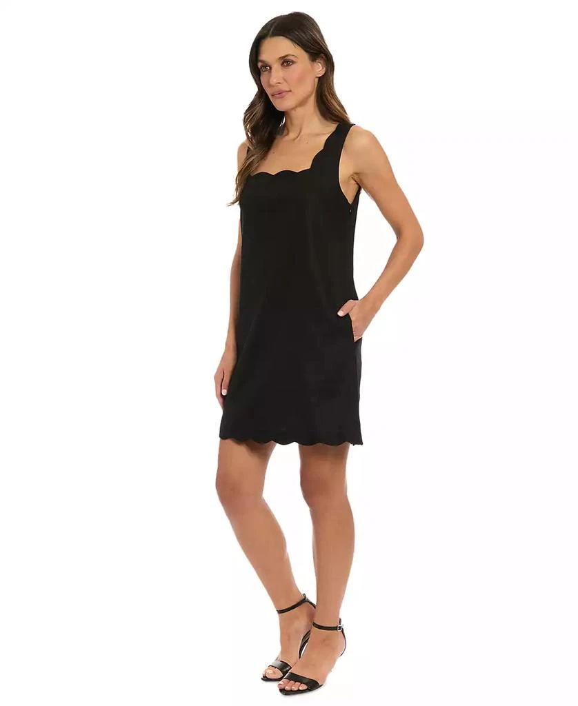 London Times Petite Square-Neck Scallop-Trim Shift Dress 3
