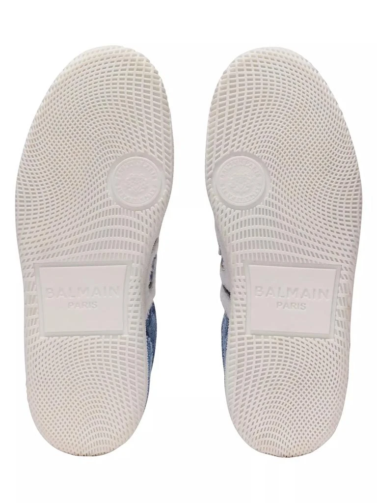 Balmain Swan Destroyed Denim Low-Top Sneakers 6