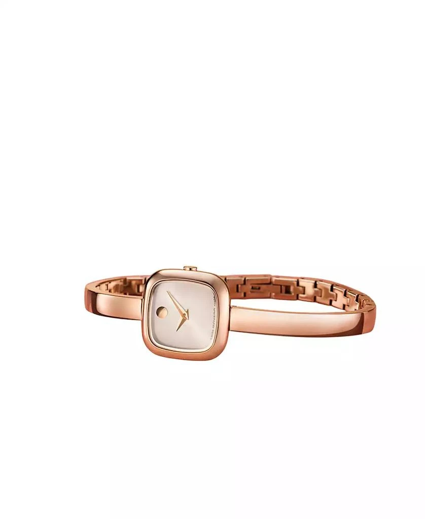 Movado Women's Museum Cushion Swiss Quartz Rose PVD Bangle Watch, 21.50mm 4