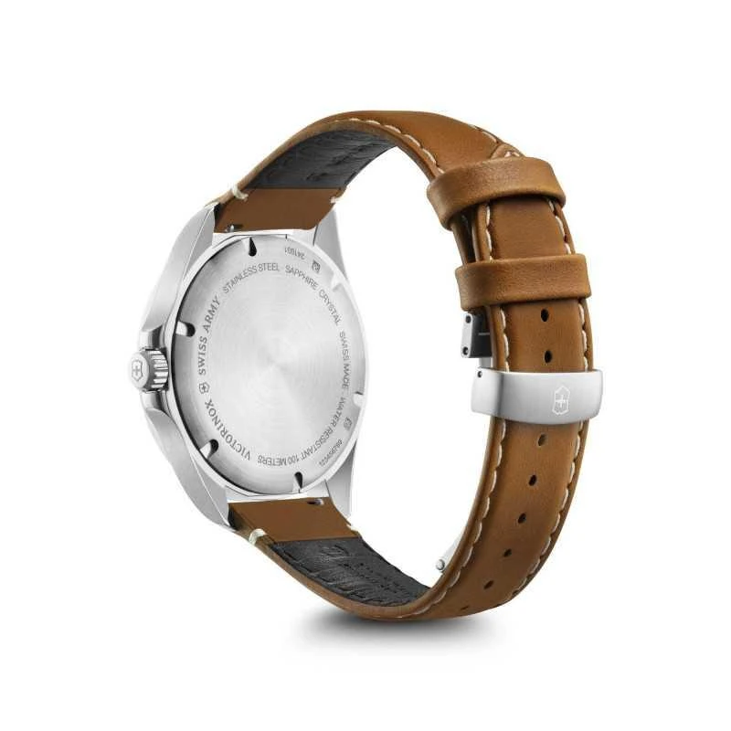 Swiss Army Fieldforce GMT Classic Silver Dial Brown Leather Strap Men's Watch 241931 2