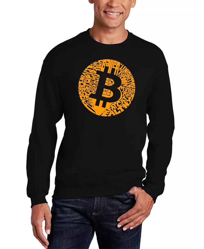 LA Pop Art Men's Bitcoin Word Art Crew Sweatshirt