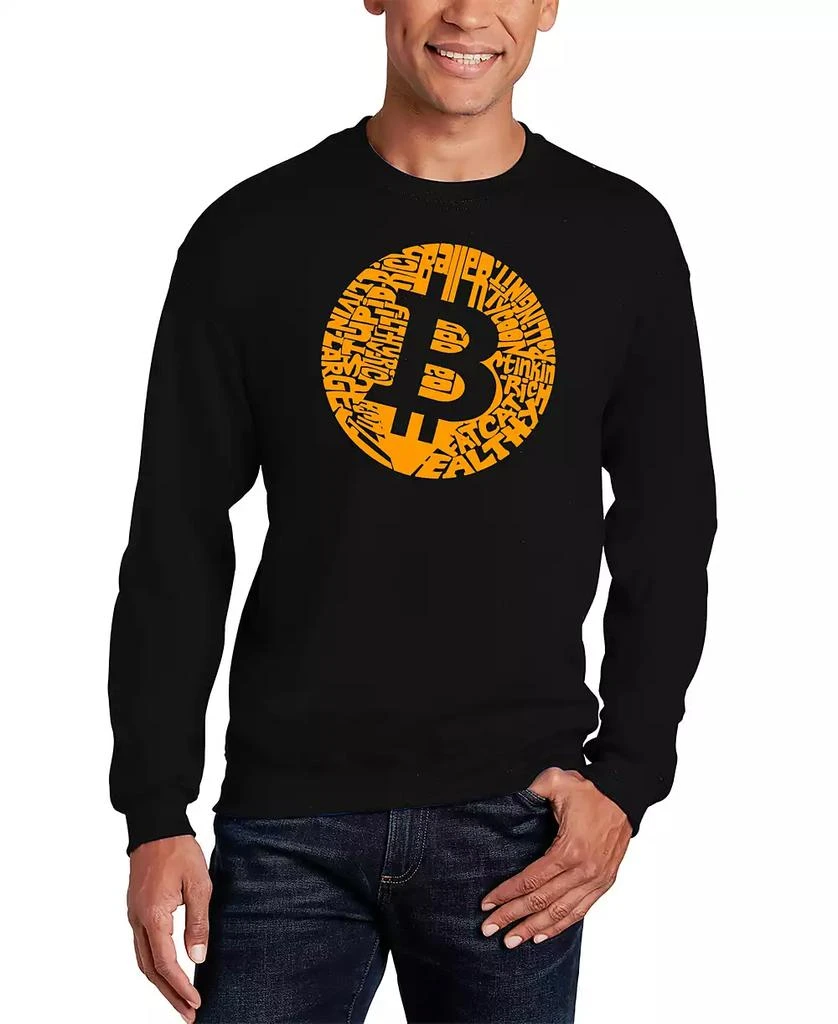 LA Pop Art Men's Bitcoin Word Art Crew Sweatshirt 1