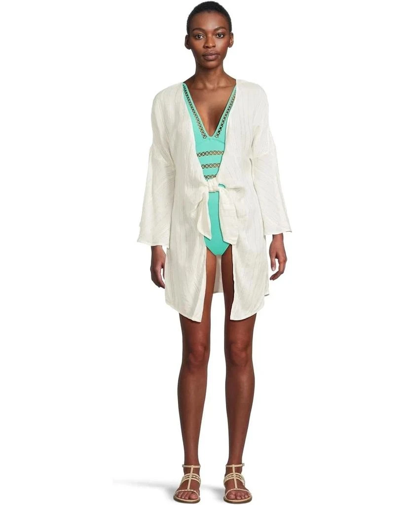 Becca Modern Edge Swimsuit Womens  Aqua Sea Stretch Plunge One Piece RED271 4