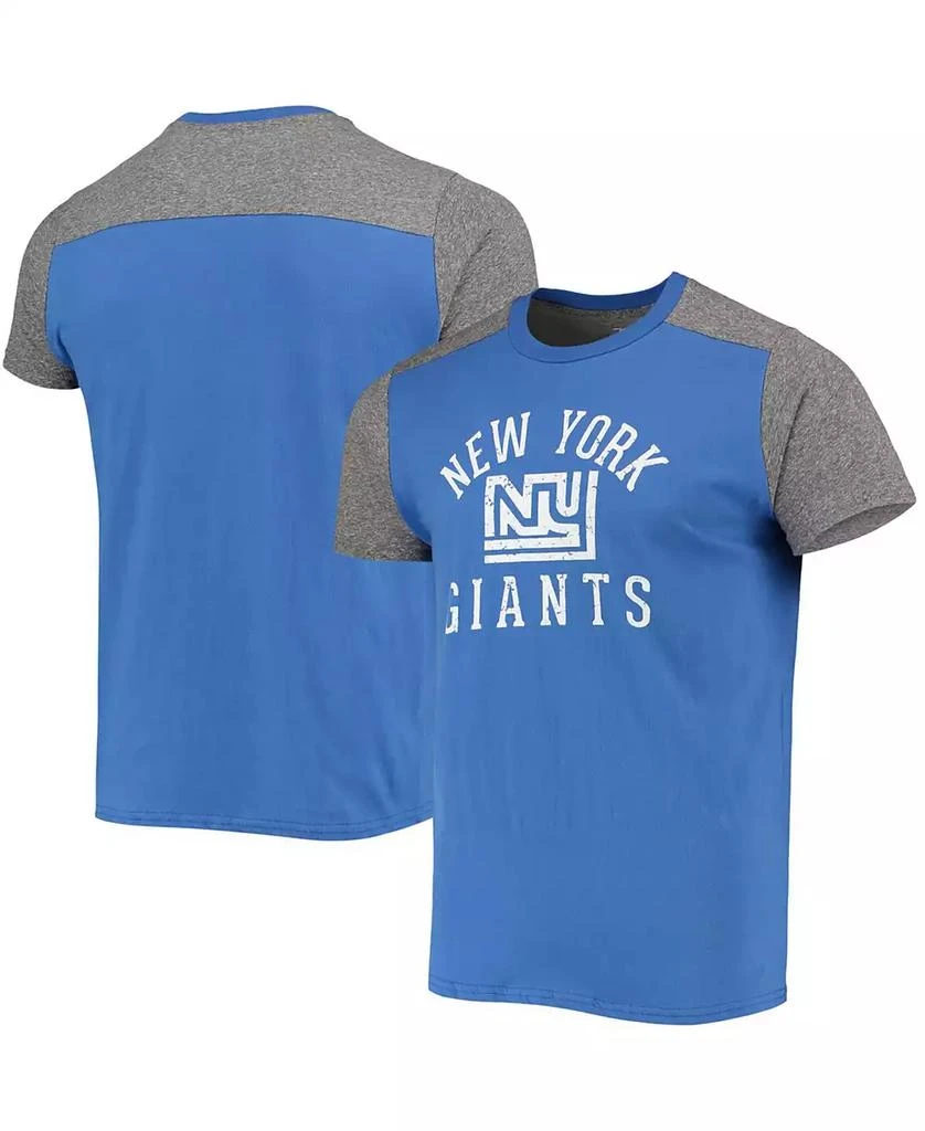 Majestic Men's Royal, Heathered Gray New York Giants Gridiron Classics Field Goal Slub T-shirt 1