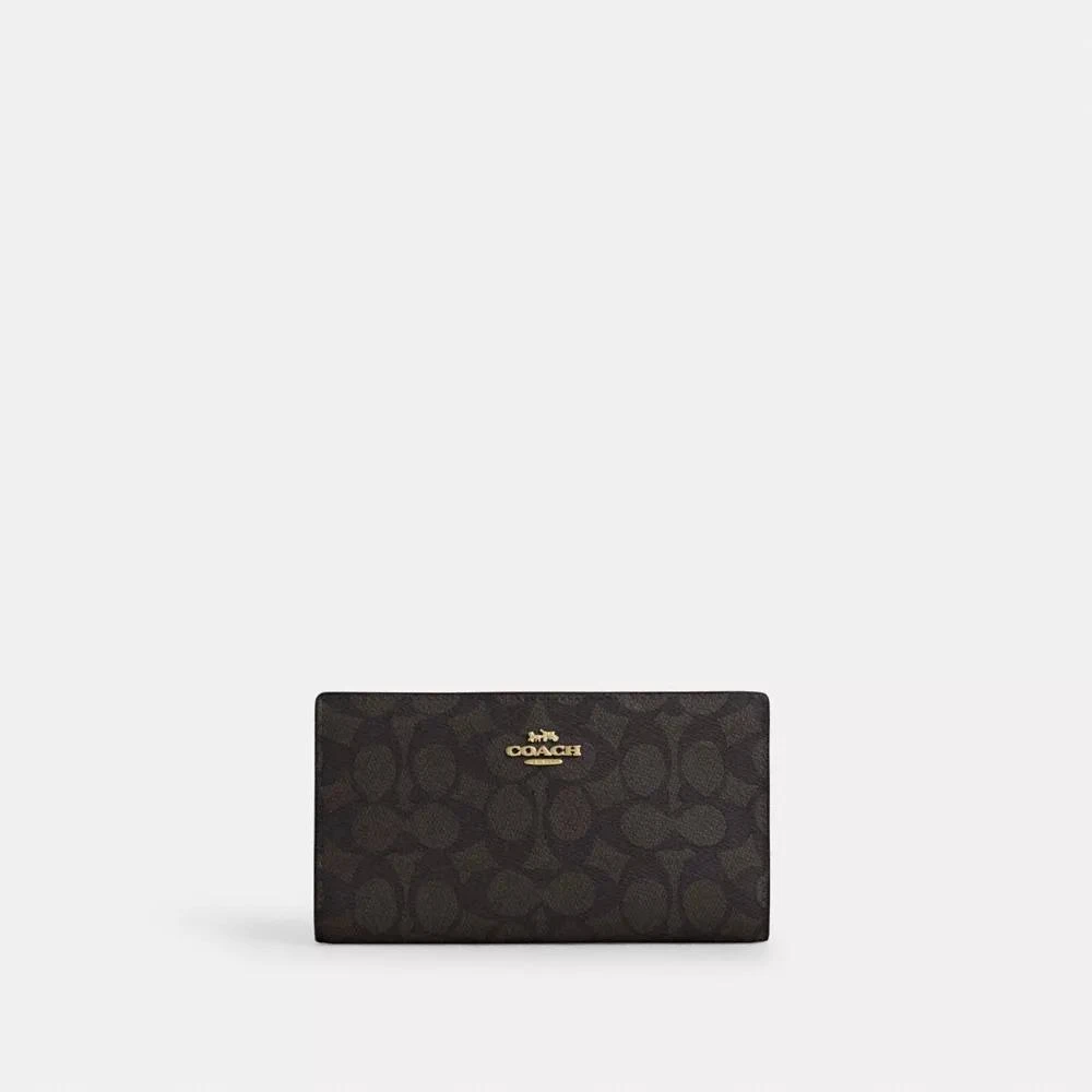 Coach Slim Zip Wallet In Signature Canvas 1