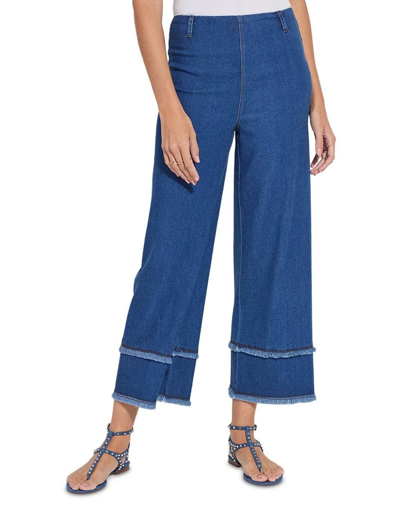 Lyssé High Rise Cropped Wide Leg Jeans in Mid Wash 1