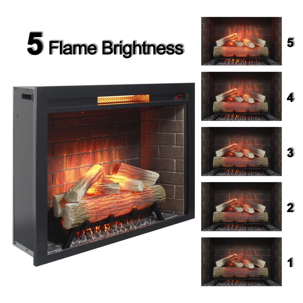 Streamdale Furniture Streamdale 33" Electric Fireplace Insert, Touch Panel, Crackling Sound 4