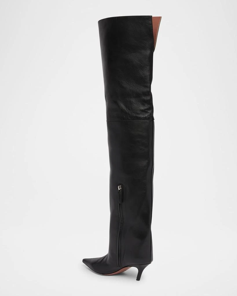 Amina Muaddi Fiona Leather Over-The-Knee Boots 3