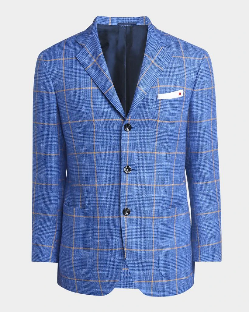 Kiton Men's Plaid With Windowpane Sport Coat 1