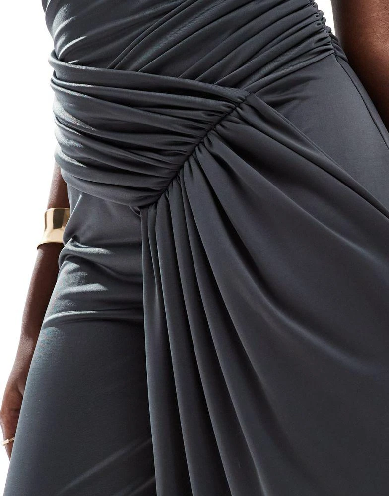 ASOS ASOS DESIGN bandeau tie detail wide leg jumpsuit in grey 4