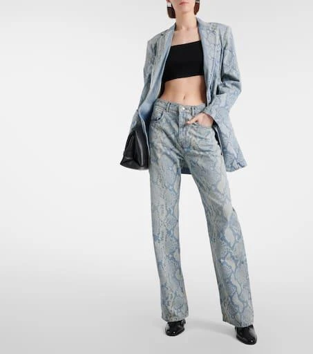 Max Mara Snake-effect denim blazer 2