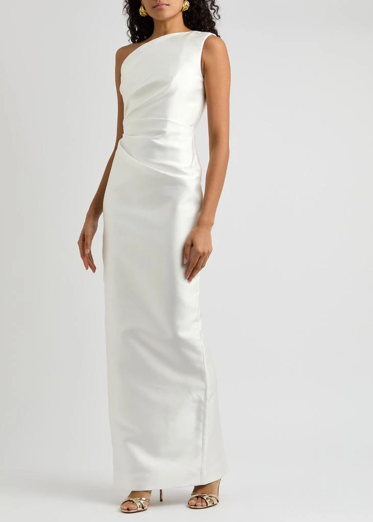 SOLACE LONDON Kira one-shoulder satin-twill gown 2