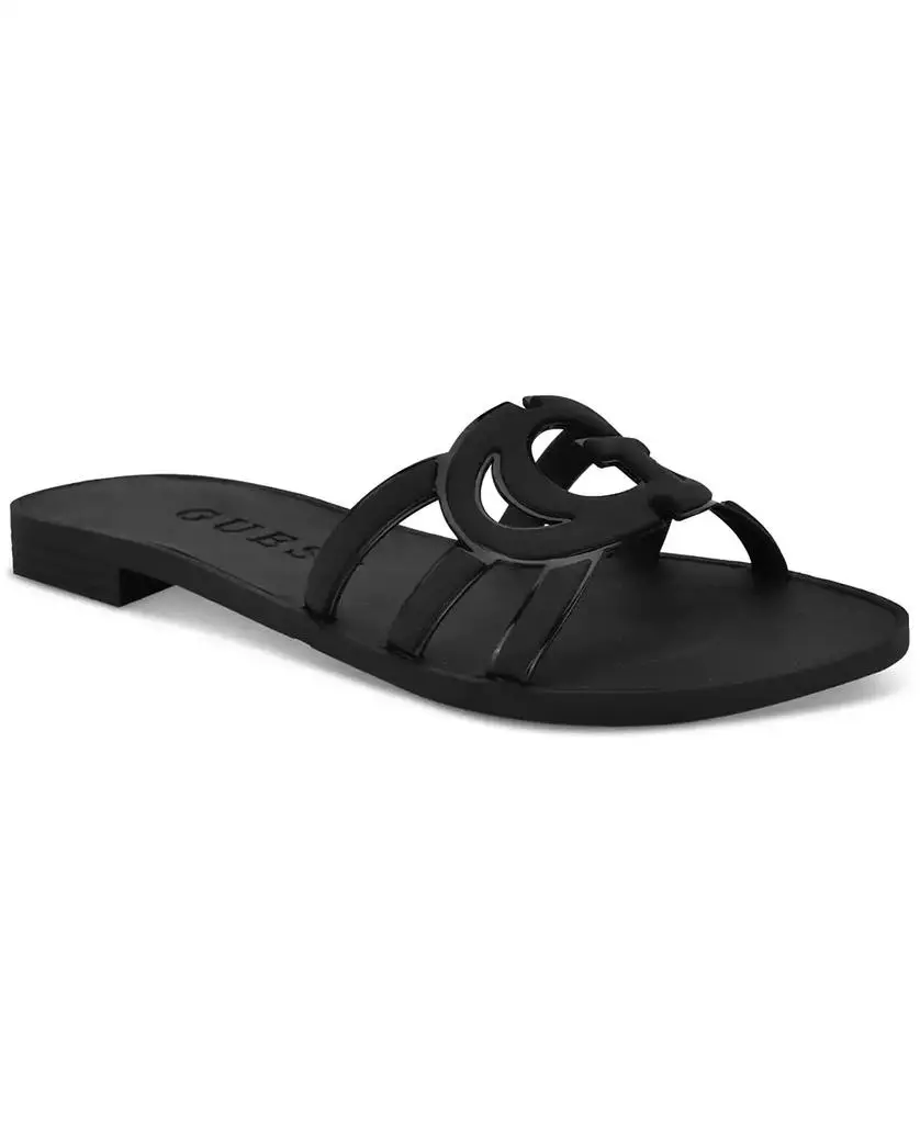 GUESS Women's Elyho Jelly Cutout Logo Flat Sandals
