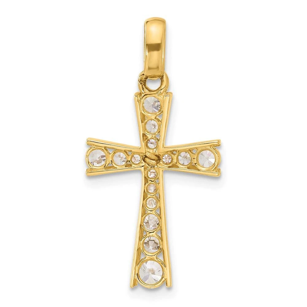 Diamond2Deal 10k Yellow Gold Polished Cubic Zirconia Latin Cross Pendant 3