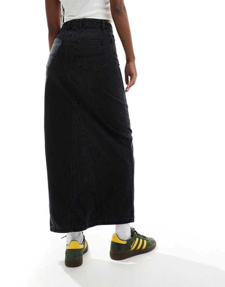 Don't Think Twice DTT denim midi skirt with front split in black 5