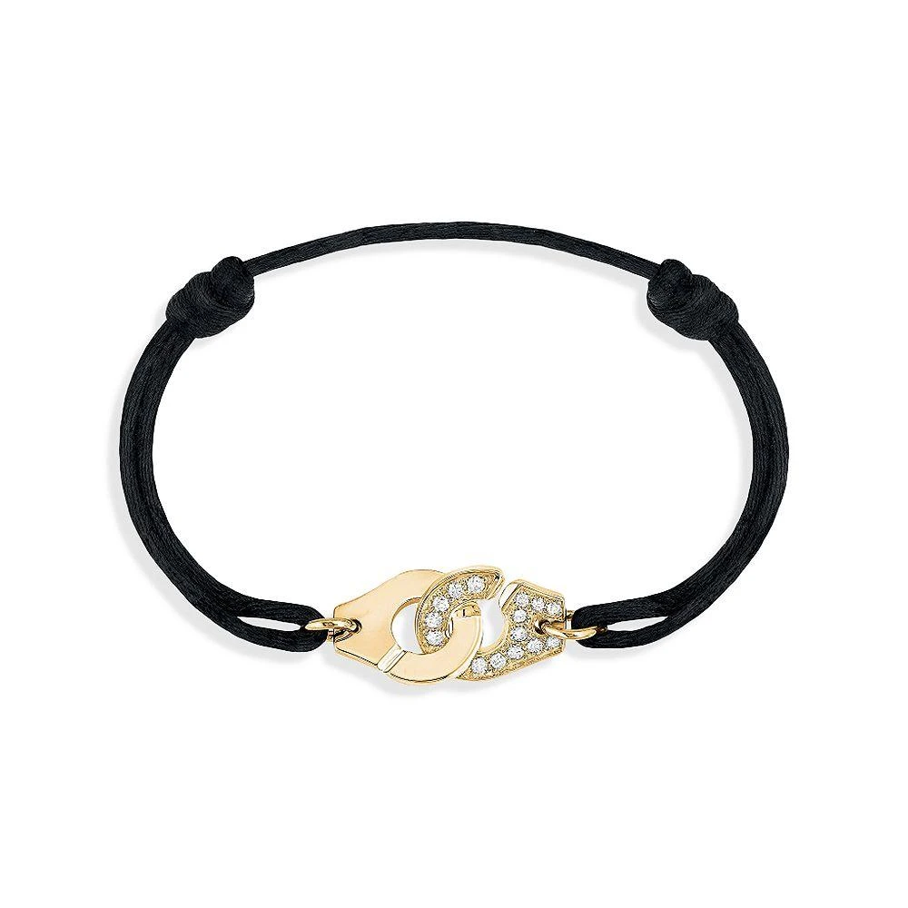 Dinh Van 18K Yellow Gold Menottes R12 Diamond Intertwined Handcuff Charm Adjustable Cord Bracelet 1