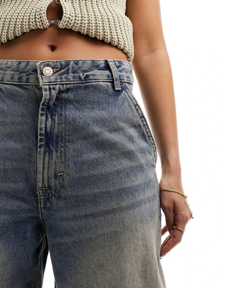 Bershka Bershka skater jeans in dark blue dirty 5