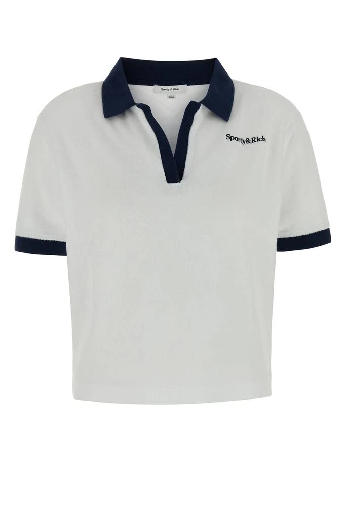 Sporty & Rich Sporty & Rich Logo Detailed Short Sleeved Polo Top 1