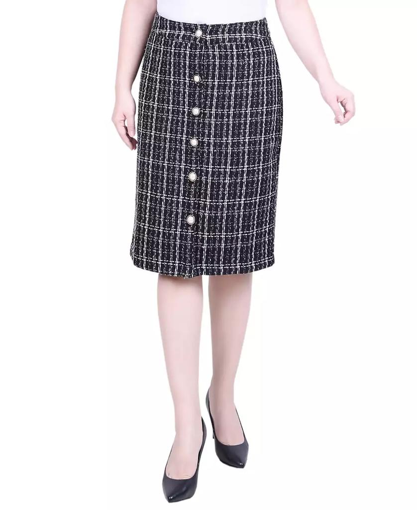 NY Collection Petite Slim Tweed Double Knit Knee Length Skirt
