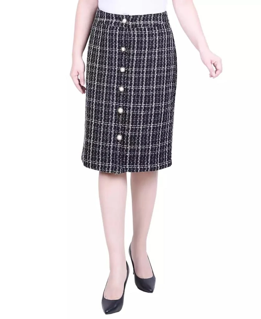 NY Collection Petite Slim Tweed Double Knit Knee Length Skirt 1