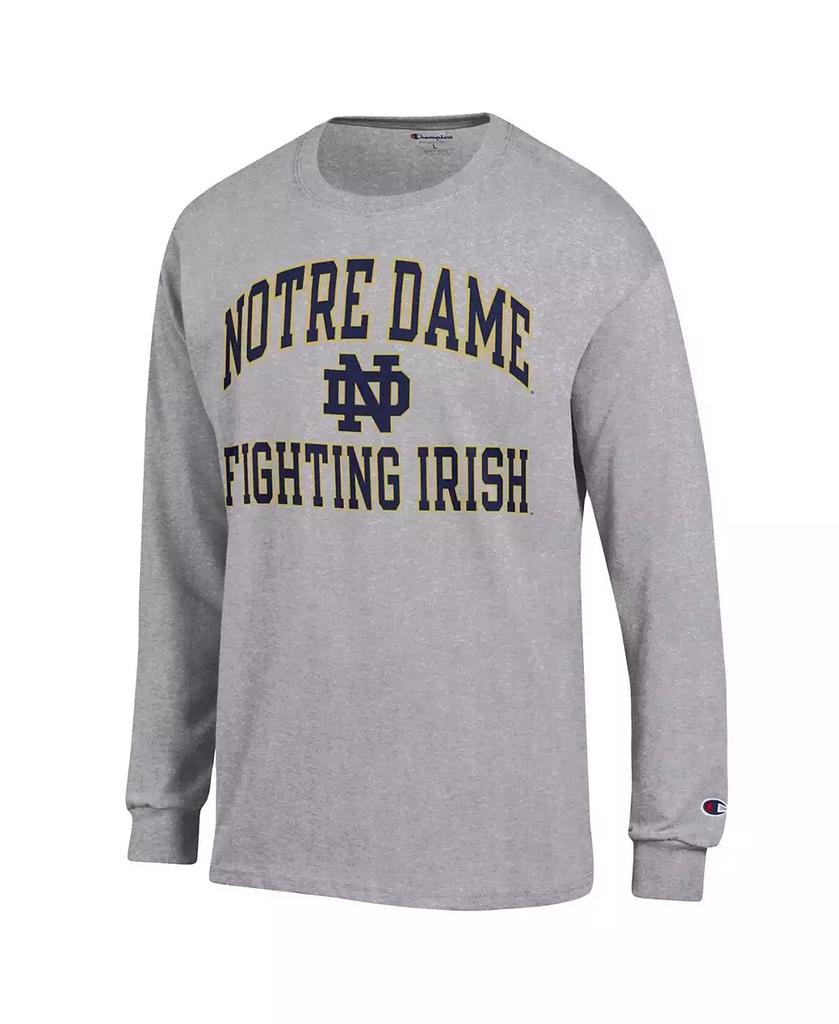 CHAMPION Men's Heather Gray Notre Dame Fighting Irish High Motor Long Sleeve T-shirt