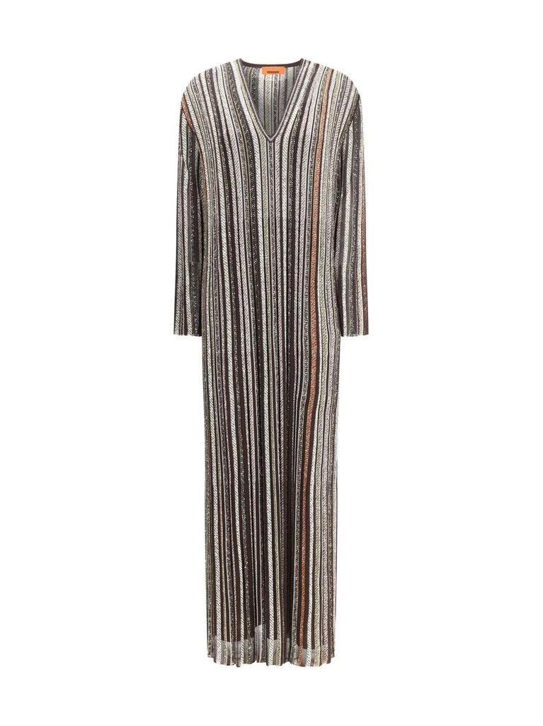 knee length dresses for ladies Jodie Knit Colorful Herringbone Print Halter Open Back Maxi Dress – roschic main image 1