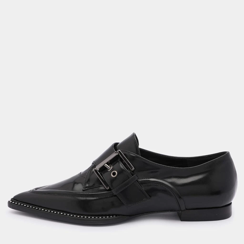N°21 Nº21 Black Leather Crystal Embellished Buckle Slip On Loafers Size 35 1