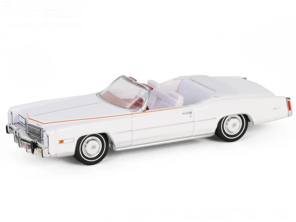 Diecast Model Greenlight 1976 Cadillac Eldorado Convertible White with Red and Blue Stripes "The End of an Era 1916-1976" "Hobby Exclusive" Series 1/64 Diecast Model Car by Greenlight 1
