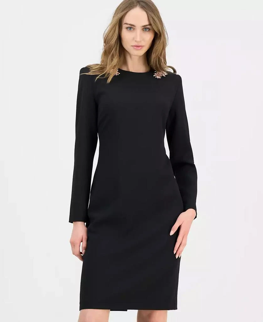 anne klein black and white dress ASHLEYlauren 11366 V Neck Beaded Cut Out Gown main image 0