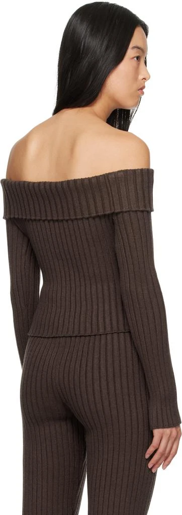 GUIZIO Brown Thalia Off Shoulder Sweater 3