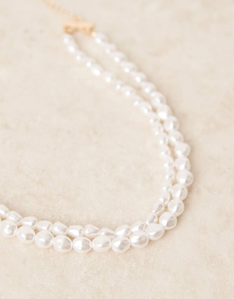 ASOS ASOS DESIGN Curve choker necklace with faux freshwater pearl layer detail