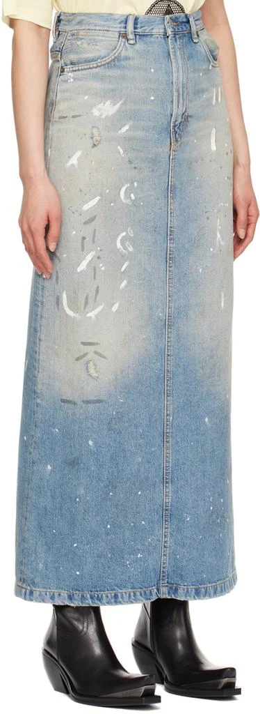 Acne Studios Blue Paint Splatter Denim Maxi Skirt 2