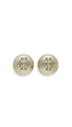  Tory Burch Women
s Moondance Faux Pearl and Pave Stud Earrings