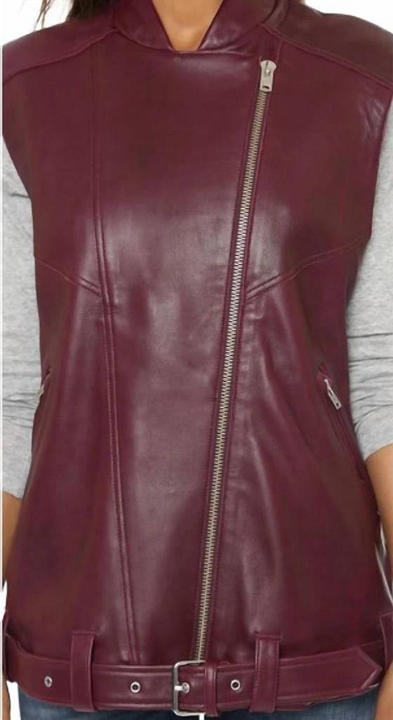IRO Abrega Leather Vest In Burgundy 1