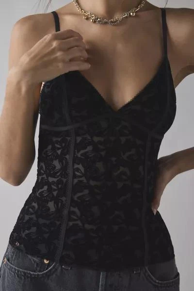 Out From Under Out From Under Je T'aime Semi-Sheer Flocked Mesh Cropped Cami 3