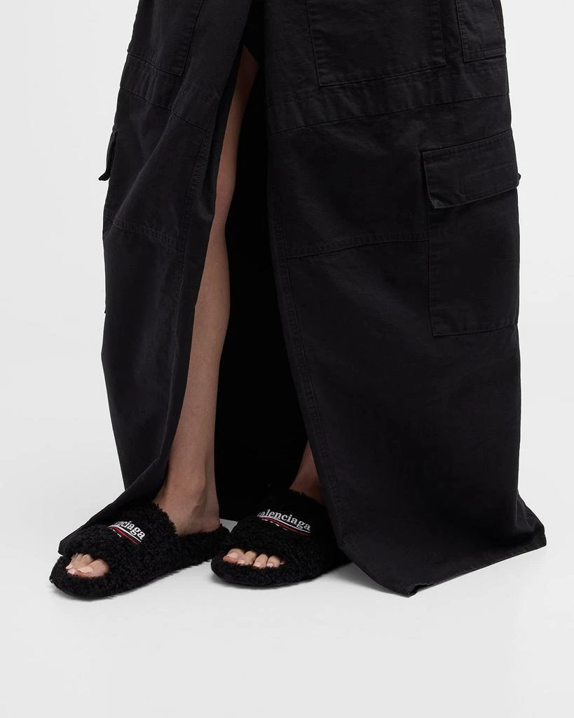 Balenciaga Faux Fur Slide Sandals 2