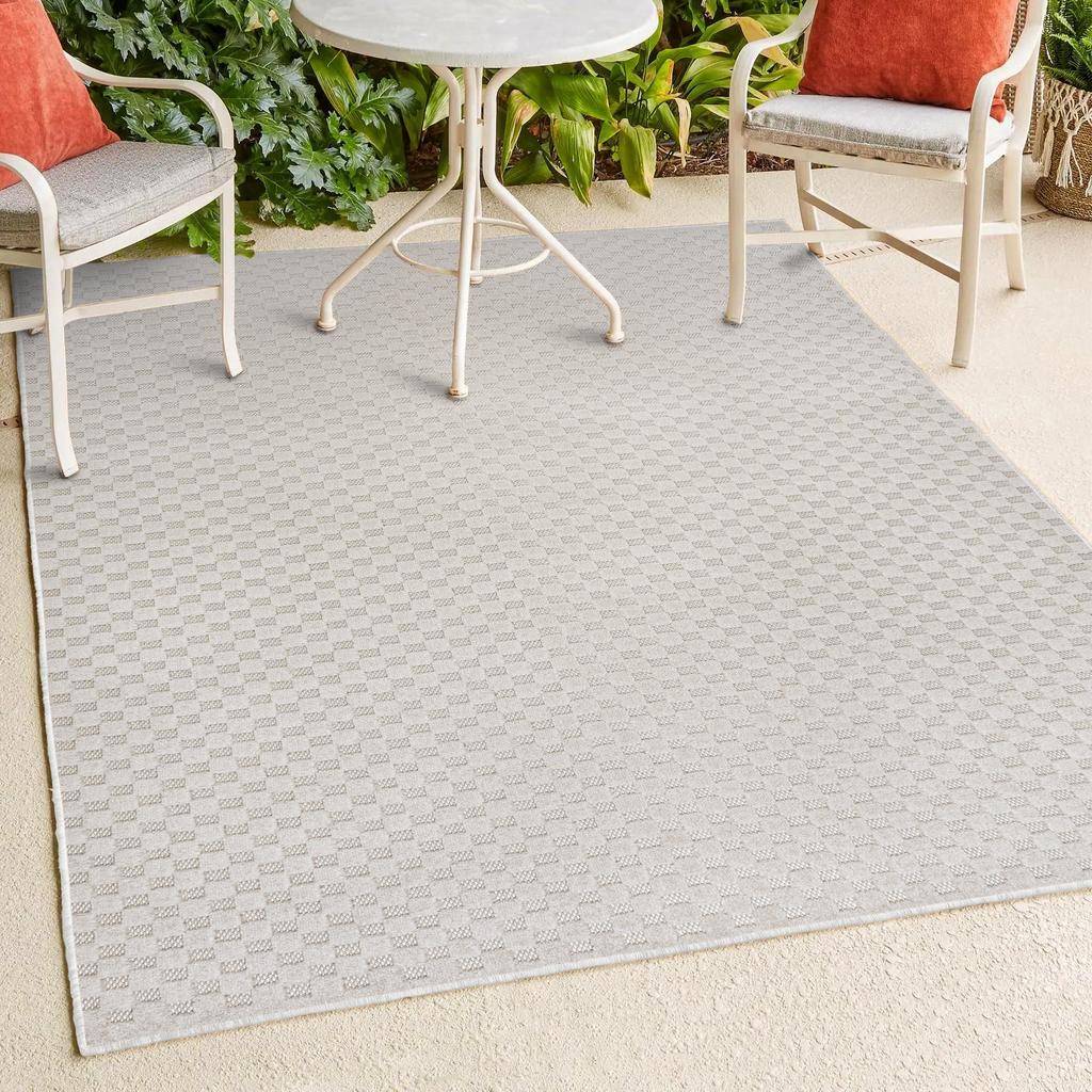 JONATHAN Y Finn High-Low Modern Minimalist Checkered Monotone Ivory/Cream Runner Rug