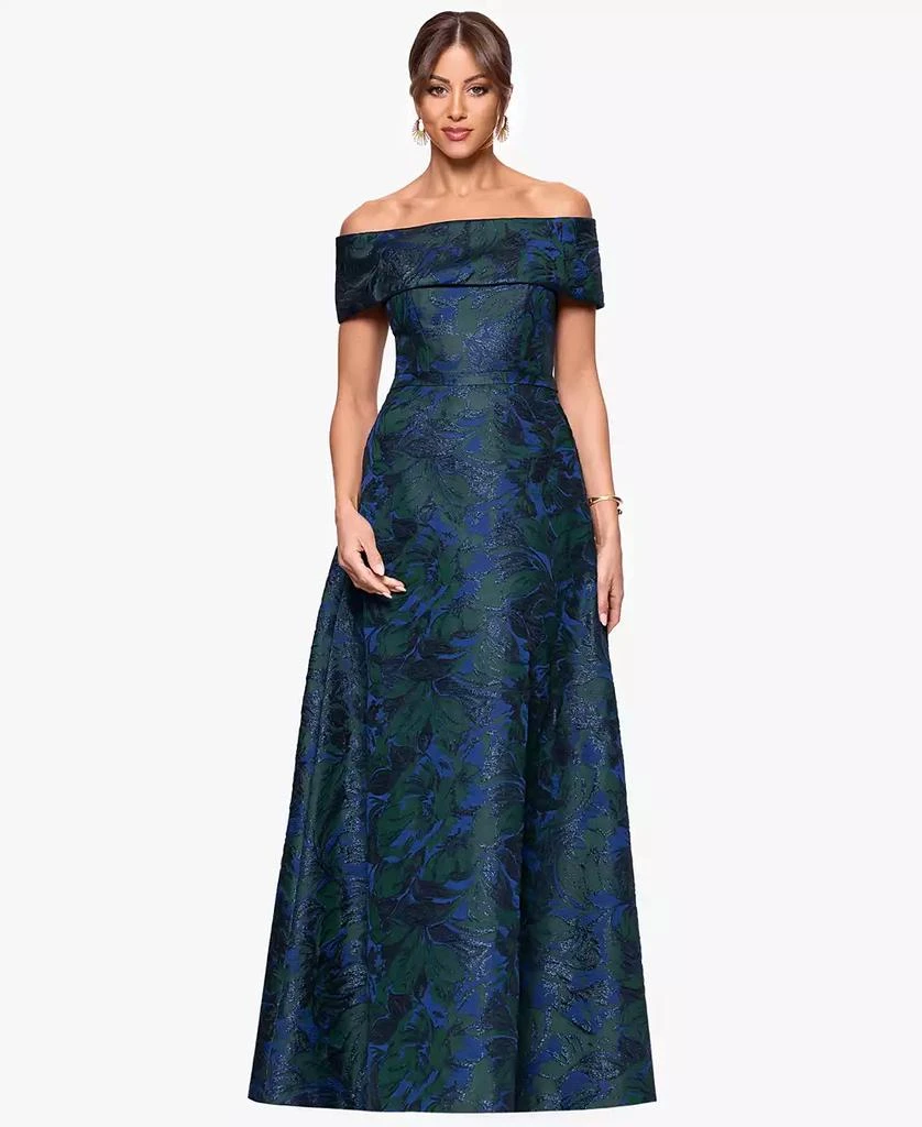formal / gown xscape dresses Xscape Women's One-Shoulder Soutache Lace Gown - Sage/Gold