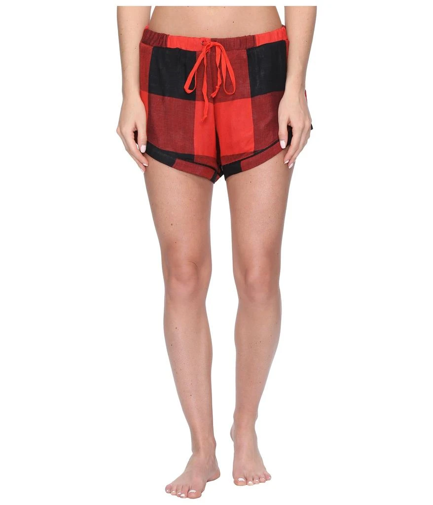 Plush Ultra Soft Short Sleeve Woven Buffalo Plaid PJ Set 5