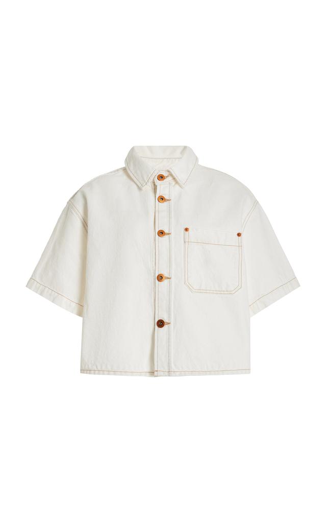 SLVRLAKE SLVRLAKE - Cara Cropped Denim Shirt - White - L - Moda Operandi