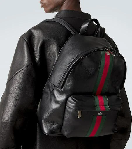 Gucci Web Stripe leather backpack 2