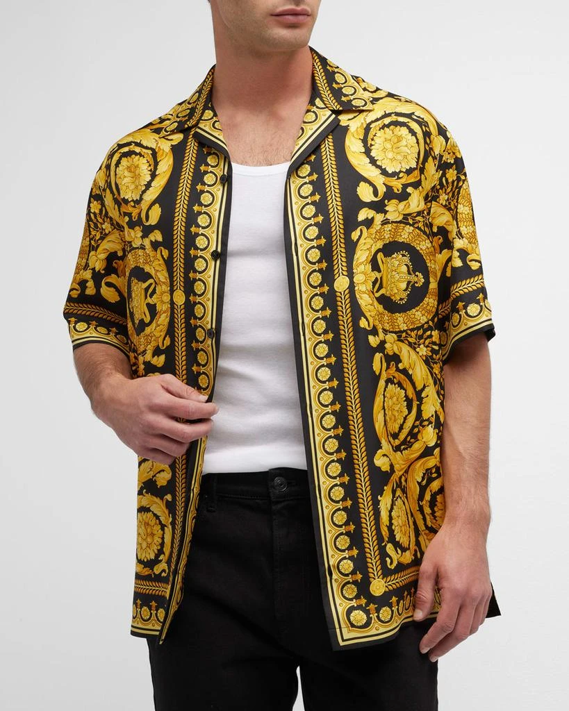 Versace Men's Barocco Silk Camp Shirt 6