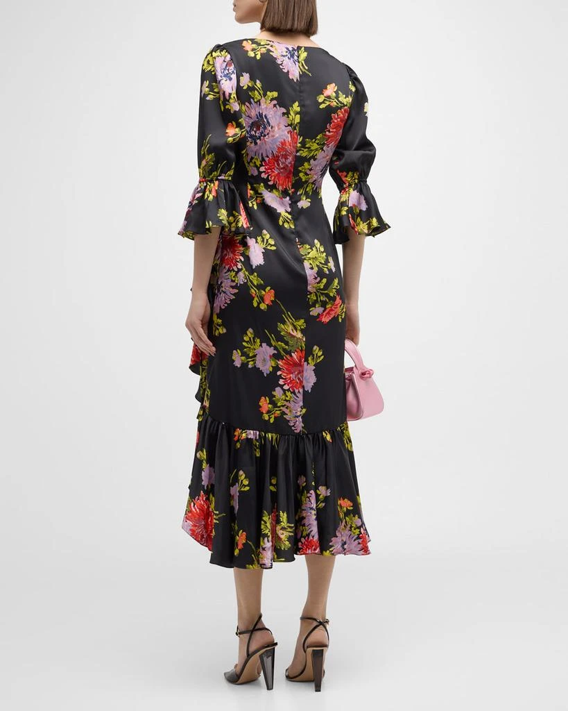 Cinq a Sept Theda Chrysanthemum-Print Faux-Wrap Midi Dress 5