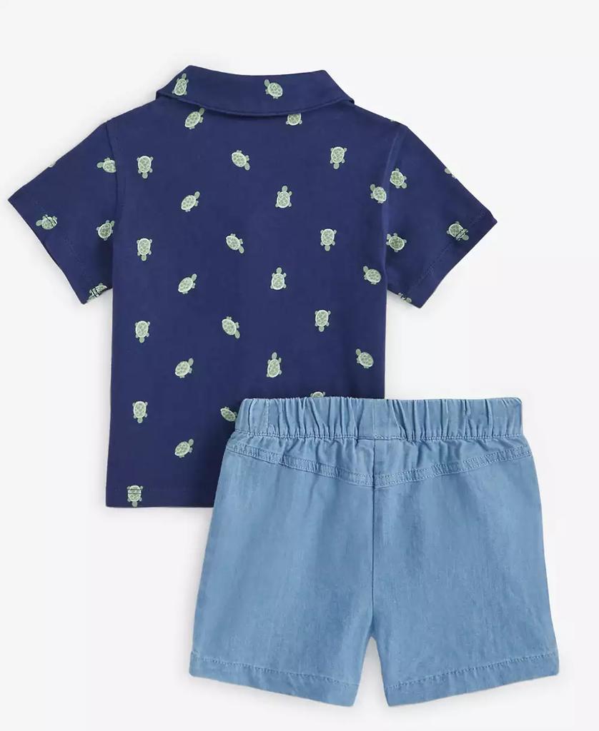 First Impressions Baby Collared Turtle-Print Shirt & Shorts, 2 Piece Set, Exclusively at Macy's