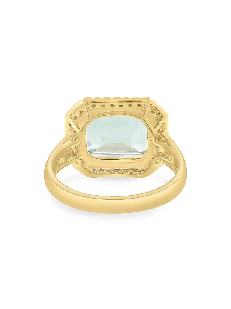 Saks Fifth Avenue Collection 14K Yellow Gold, Green Amethyst 
0.25 TCW Diamond Halo Ring 5