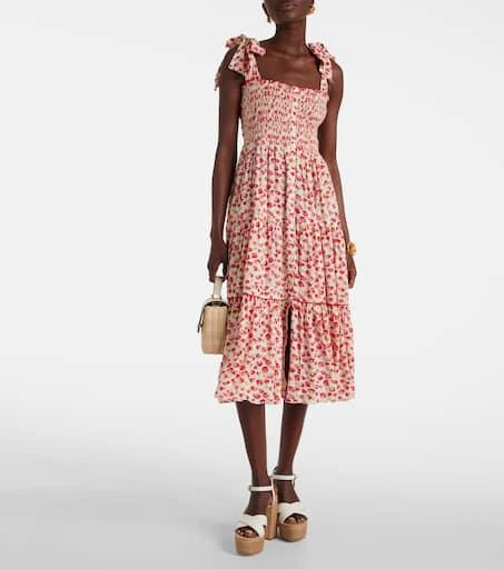 Poupette St Barth Triny polka-dot shirred midi dress 2
