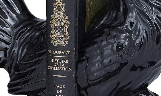 SONOMA SAGE HOME Black Ceramic Rooster Bookends with Enamel Exterior - Set of 2 7